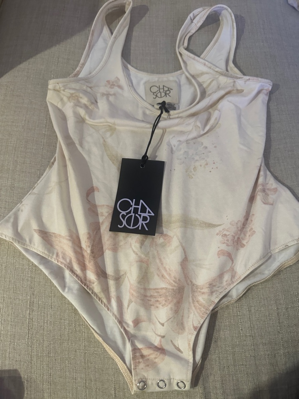 Chaser Cream Floral Print Tank Bodysuit